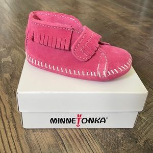 Girls pink moccasins
